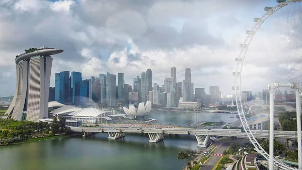 Singapore Januari 2020 Luchtfoto Van Skyline Van Marina Bay Een — Stockfoto