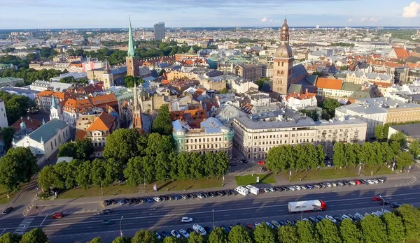 Atemberaubende Luftaufnahme Der Skyline Von Riga Lettland — Stockfoto