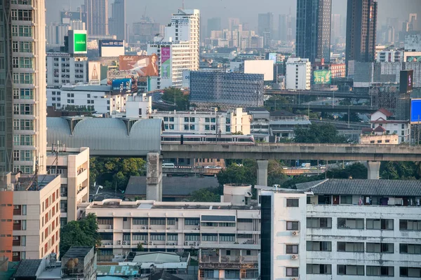 Bangkok January 2020 Highly Populated Area Central Bangkok Aerial View — Stock Photo, Image