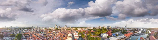 Gün Batımında Melaka Nın Panoramik Hava Manzarası Malezya Malacca Şehrinin — Stok fotoğraf
