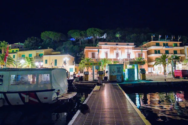 Elba Island Italy September 2019 Porto Azzurro Docked Boats Night — Stock Photo, Image