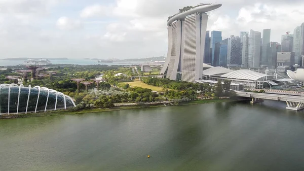 Singapur January 2020 Vista Aérea Del Horizonte Ciudad Zona Marina — Foto de Stock