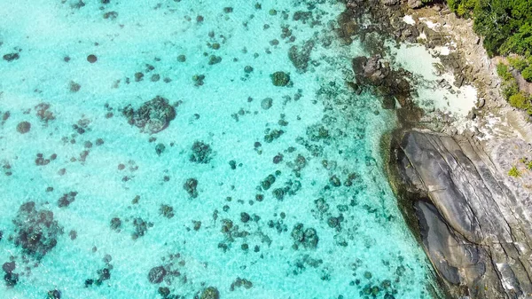 Overhead Antenn Utsikt Över Vackra Havet Med Korallrev Från Drönare — Stockfoto