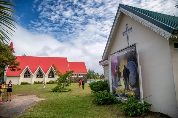 Mauritius April 2019 Notre Dame Auxiliatrice Church Distinctive Red Roof — Stock Photo, Image