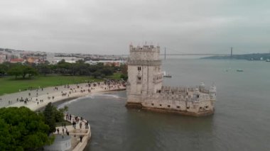Belem Kulesi 'nin hava görüntüleri, Lizbon, Portekiz