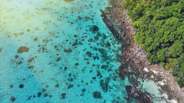 Vista Aérea Sobre Hermoso Océano Con Arrecife Coral Drone —  Fotos de Stock