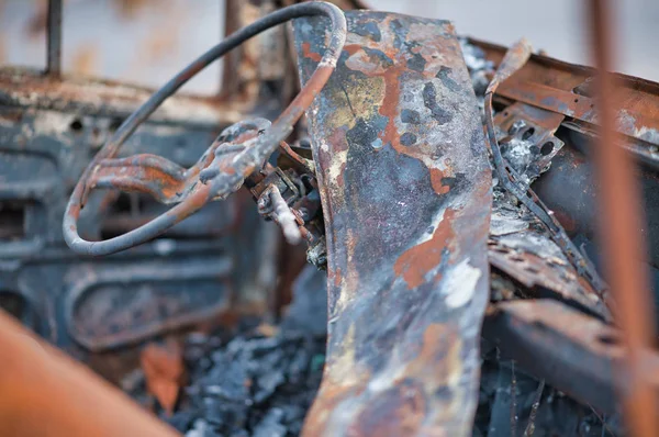 Cálculo Los Coches Coche Oxidado Vehículo Abandonado Detalles Sobre Volante — Foto de Stock