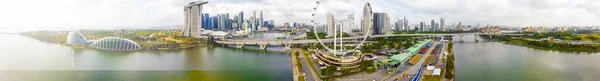 Skyline Cingapura Vista Panorâmica Drone Pôr Sol Edifícios Arranha Céus — Fotografia de Stock
