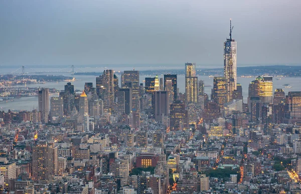 Aerial View Downtown Manhattan Skyline Summer Season New York City — Stock Photo, Image