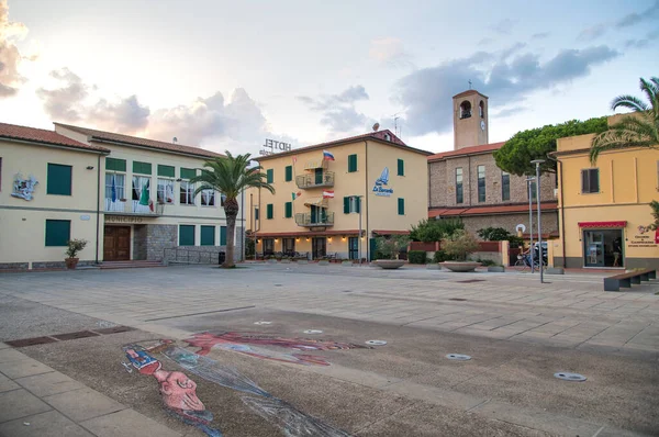 Elba Island Italië September 2019 Marina Campo Plein Met Toeristen — Stockfoto