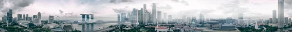 Vue Aérienne Singapour Vue Panoramique Drone Coucher Soleil Bâtiments Gratte — Photo