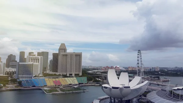 Singapore Januari 2020 Uitzicht Vanuit Lucht Stadsgebouwen Vanaf Marina Bay — Stockfoto