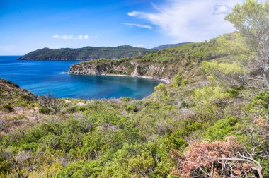 İtalya, Elba Adası 'nın güzel kıyı şeridi.