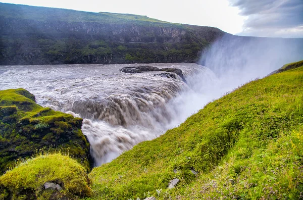 Gullfoss Doğal Rezervi Yazın Zlanda — Stok fotoğraf