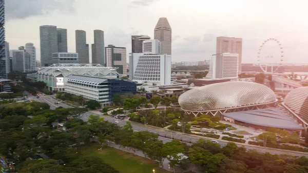 Singapore January 2020 Aerial View City Skyline Marina Bay Area — 图库照片