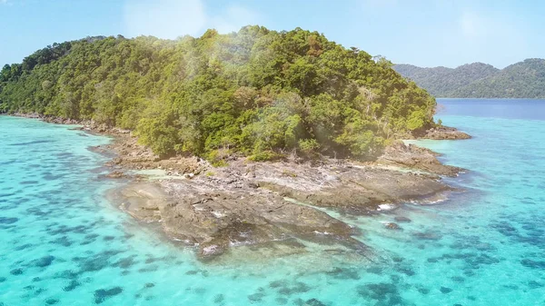 Fantastisk Antenn Utsikt Över Surinöarna Från Drönare Solig Dag Thailand — Stockfoto