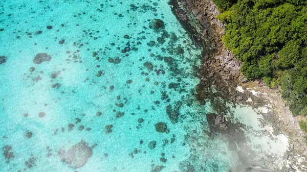 Vista Aérea Sobre Hermoso Océano Con Arrecife Coral Drone — Foto de Stock