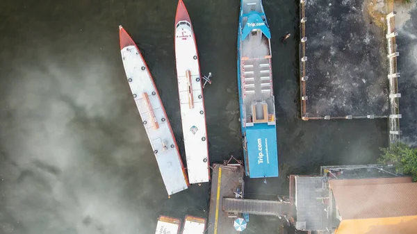 Bangkok Thailand January 2020 Overhead Aerial View Chao Phraya River — 图库照片