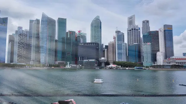 Singapore Januari 2020 Luchtfoto Van Skyline Van Stad Marina Bay — Stockfoto