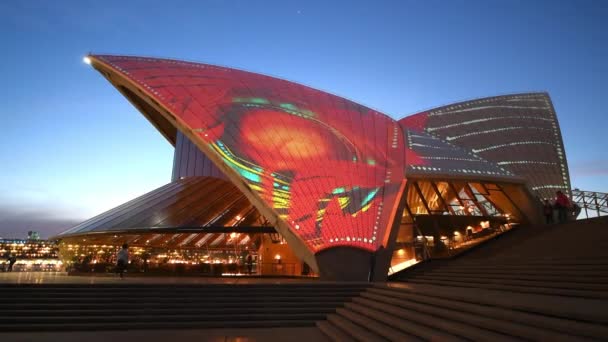 Sydney Österrike Augusti 2018 Operahuset Natten Sydney Lockar Miljoner Människor — Stockvideo