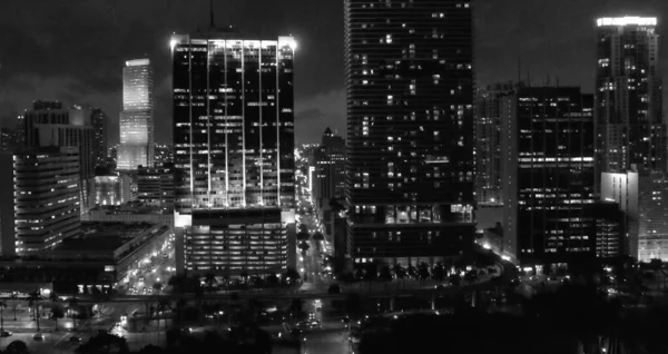 Downtown Miami Nachts Vanuit Lucht Gezien — Stockfoto