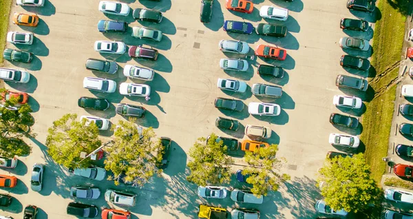 Aerial View City Car Parking Overhead Downward Viewpoint — Stock Photo, Image