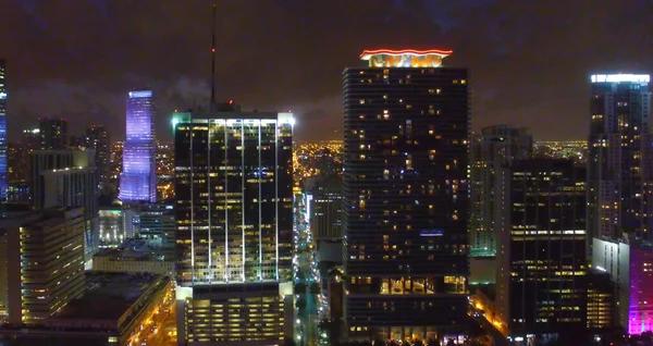 Nere Miami Natten Flygutsikt — Stockfoto