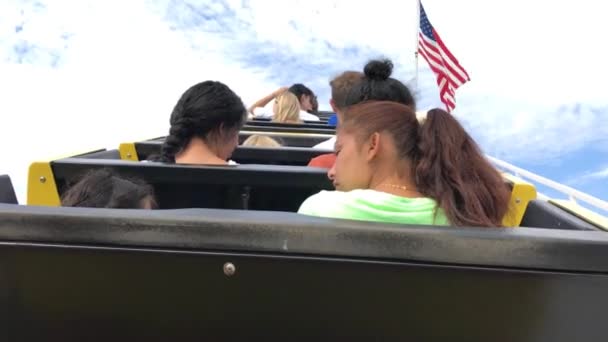 Images Vue Arrière Personnes Chevauchant Rollercoaster Santa Monica États Unis — Video