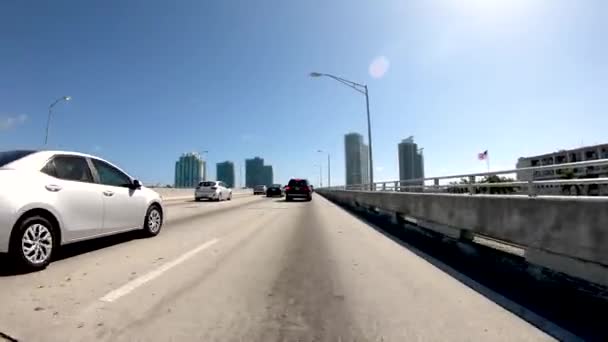 Pov Πλάνα Από Την Οδήγηση Macarthur Causeway Φλόριντα Ηπα — Αρχείο Βίντεο