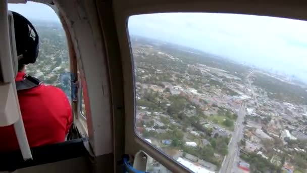 Horizonte Miami Como Visto Interior Helicóptero — Vídeo de Stock