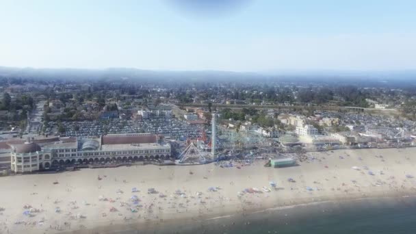 Santa Cruz Beach Met Lichtstralen Uit Lucht Californië Verenigde Staten — Stockvideo