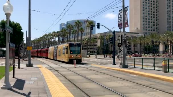Beelden Van San Diego Tram Straat — Stockvideo