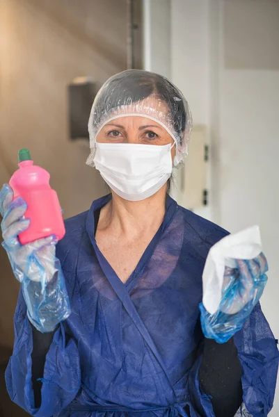 Pulizia Della Casa Disinfezione Cura Antibatterica Combattere Diffusione Del Coronavirus — Foto Stock