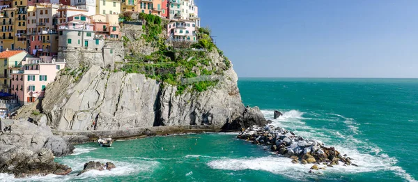 Manarola Cinque Terre Maravillosos Colores Costeros Temporada Primavera Italia —  Fotos de Stock