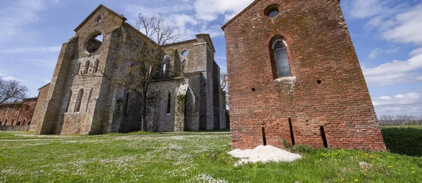 Ancient Abbey San Galgano Italy Mirable Example Romanesque Architecture Tuscany — Stock Photo, Image
