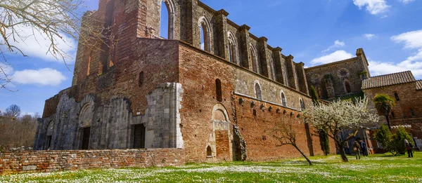 San Galgano Siena Toscana Itália Famosa Catedral Aberta — Fotografia de Stock