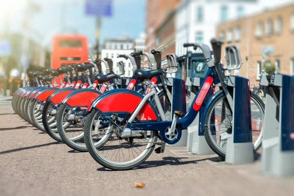 Vista Borrosa Estación Alquiler Bicicletas — Foto de Stock