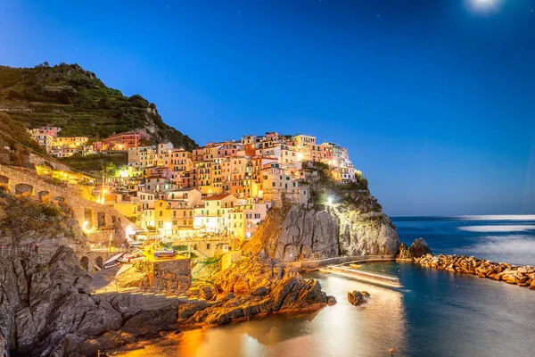 Manarola Pôr Sol Costa Cidade Itália — Fotografia de Stock