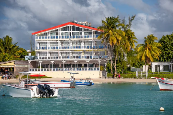 Mauritius Mei 2019 Grand Bay Strand Met Huizen Boten — Stockfoto