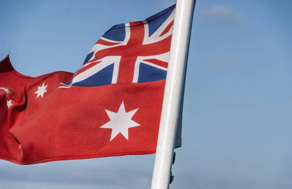 Gyönyörű Zászló Ausztrália Integetett Erős Szél — Stock Fotó