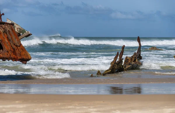 Belo Naufrágio Navio Praia Fraser Island Austrália — Fotografia de Stock