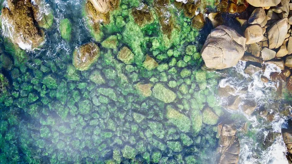 Vista Aerea Panoramica Verso Basso Della Bellissima Spiaggia Tropicale Con — Foto Stock