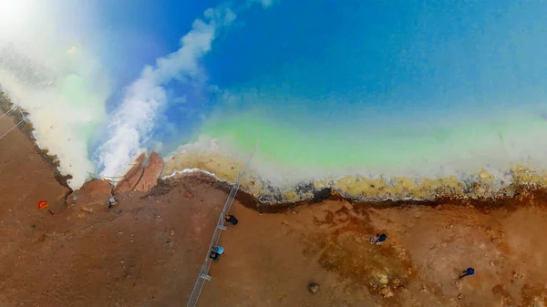 Aerial View Myvatn Thermal Spring Beautiful Lake Colours Summer Season — Stock Photo, Image