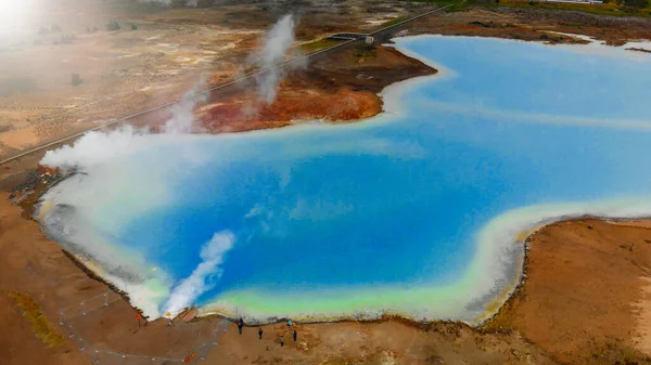 Myvatn Lake Thermal Spring Kesäkaudella Ilmakuva Islanti — kuvapankkivalokuva