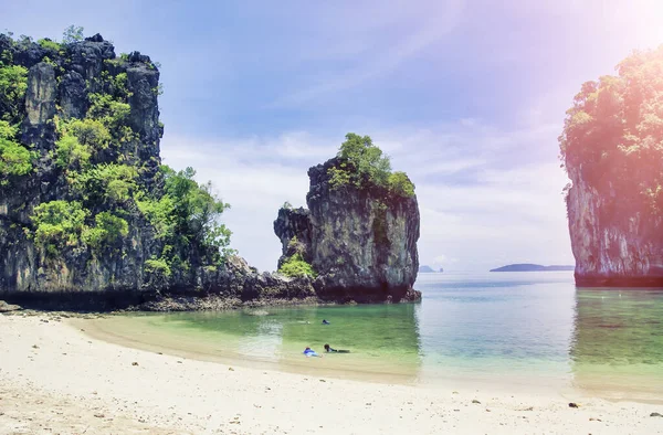 Όμορφο Νησί Στην Ταϊλάνδη Χορτοφαγία Και Ωκεανός Μια Ηλιόλουστη Μέρα — Φωτογραφία Αρχείου