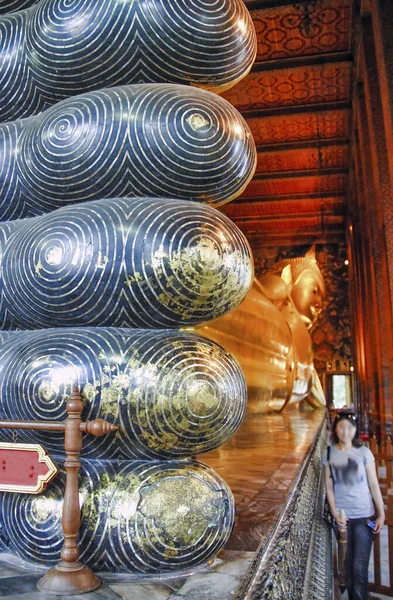 Reclinando Buda Complexo Templos Budistas Wat Pho Distrito Phra Nakhon — Fotografia de Stock