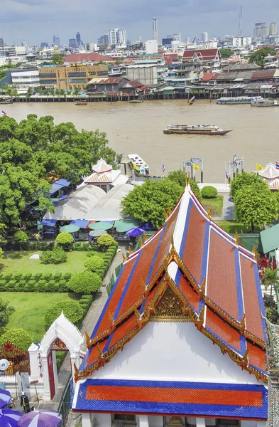 Luchtfoto Van Wat Arun Bangkok Thailand — Stockfoto