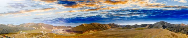 Krajina Landmannalaugar Při Západu Slunce Panoramatický Výhled — Stock fotografie