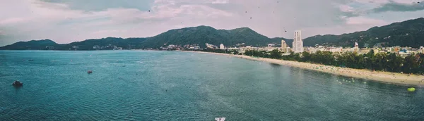 Luchtfoto Van Het Prachtige Patong Beach Bij Zonsondergang Phuket Thailand — Stockfoto