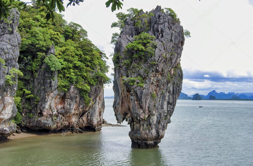 Famous James Bond island near Phuket in Thailand.